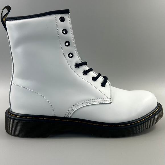 Dr. Martens 1460 Women Size 7 White Smooth Leather Zip Combat Boots NEW - Picture 1 of 6